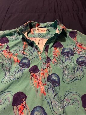 chubbies Seafoam Green Jellyfish Print Button-Down Shirt